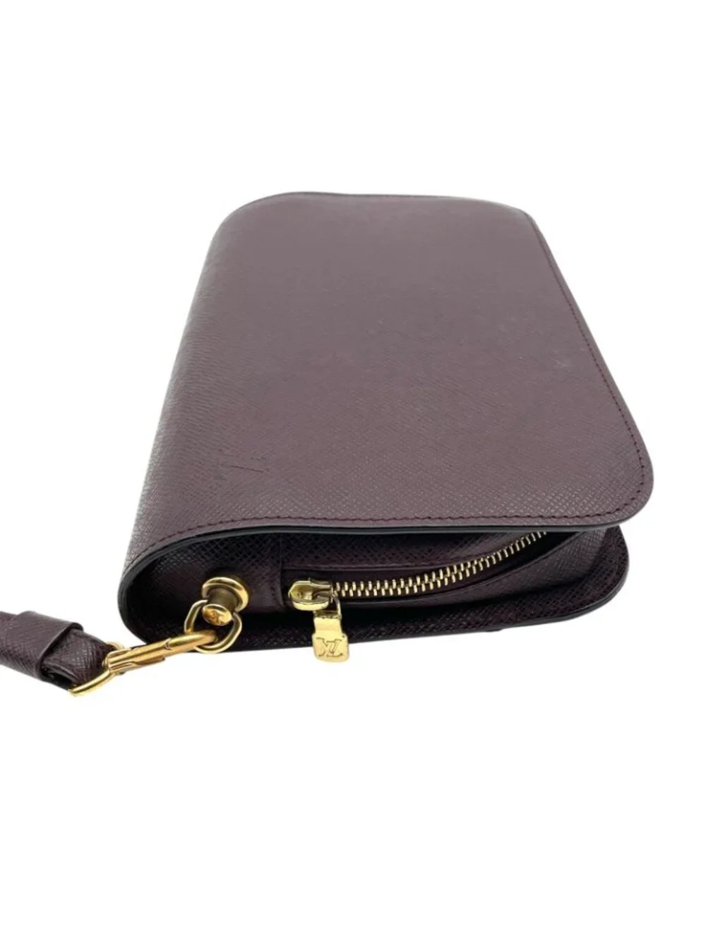 Louis Vuitton Taiga Baikal Clutch Pouch Leather Bordeaux Gold Vintage Classic